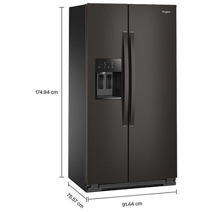 Whirlpool WRSC5536RV Side by Side Refrigerator, 36 inch Width, Counter Depth, Ice Dispenser (Thru Door), Water Dispenser (Exterior), 21 cu. ft. Capacity, Black Stainless colour