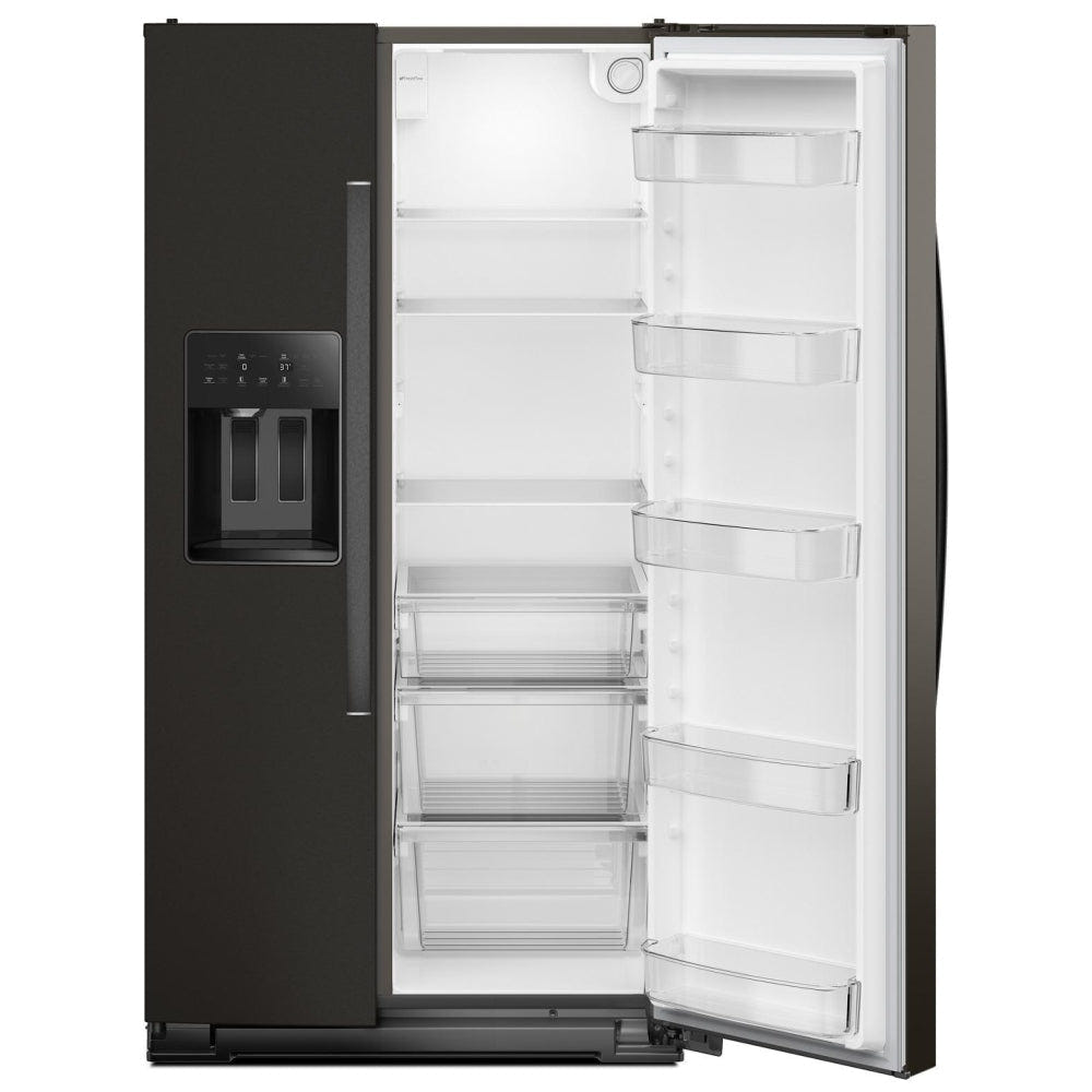 Whirlpool WRSC5536RV Side by Side Refrigerator, 36 inch Width, Counter Depth, Ice Dispenser (Thru Door), Water Dispenser (Exterior), 21 cu. ft. Capacity, Black Stainless colour