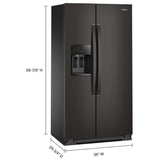 Whirlpool WRSC5536RV Side by Side Refrigerator, 36 inch Width, Counter Depth, Ice Dispenser (Thru Door), Water Dispenser (Exterior), 21 cu. ft. Capacity, Black Stainless colour