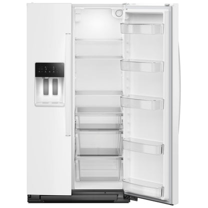 Whirlpool WRSC5536RW 对开门冰箱，36 英寸宽，台面深度，制冰机（门内），饮水机（外部），21 立方英尺容量，白色
