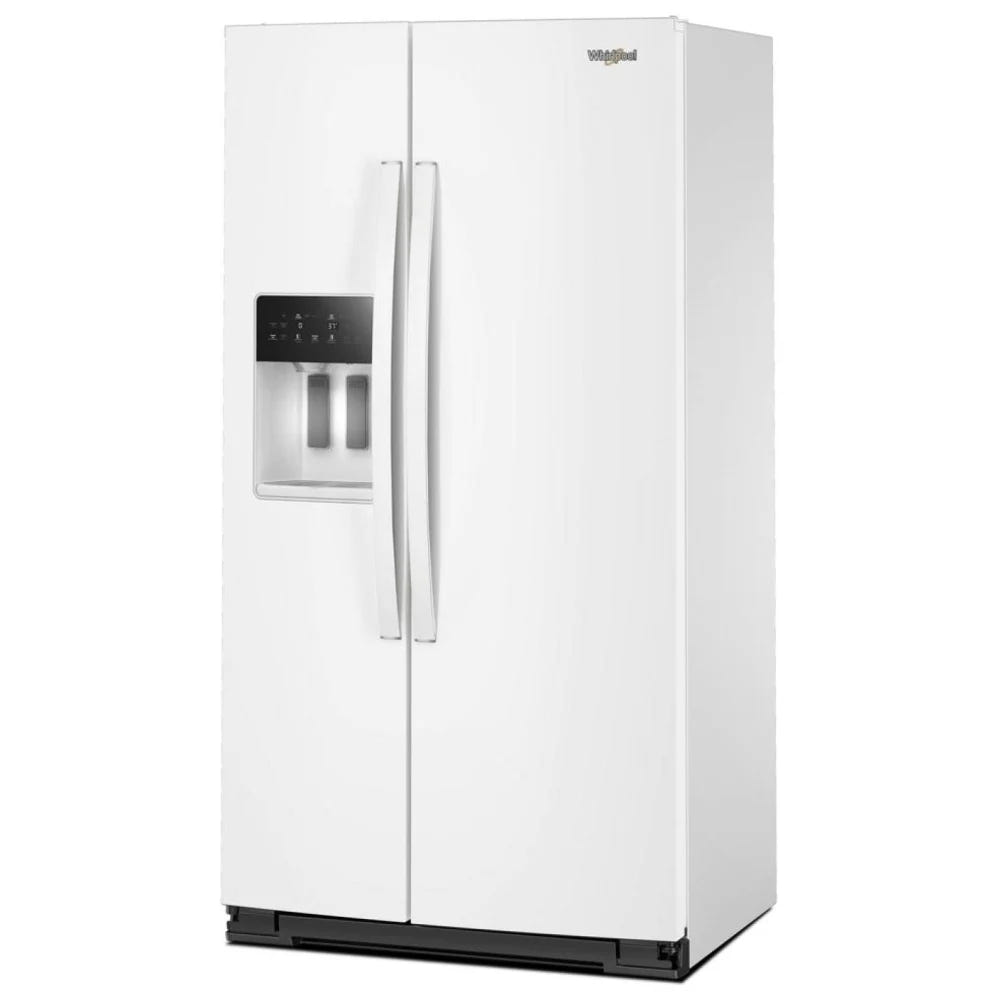 Whirlpool WRSC5536RW 对开门冰箱，36 英寸宽，台面深度，制冰机（门内），饮水机（外部），21 立方英尺容量，白色