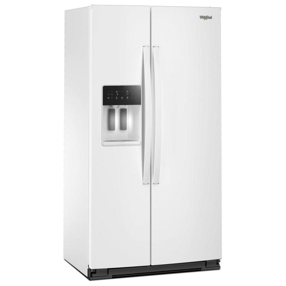 Whirlpool WRSC5536RW 对开门冰箱，36 英寸宽，台面深度，制冰机（门内），饮水机（外部），21 立方英尺容量，白色