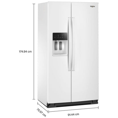 Whirlpool WRSC5536RW Side by Side Refrigerator, 36 inch Width, Counter Depth, Ice Dispenser, Water Dispenser, 21 cu. ft. Capacity, White colour