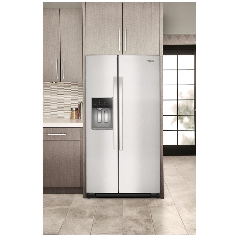 Whirlpool WRSC5536RZ Side by Side Refrigerator, 36 inch Width, Counter Depth, Ice Dispenser (Thru Door), Water Dispenser (Exterior), 21 cu. ft. Capacity, Stainless Steel colour