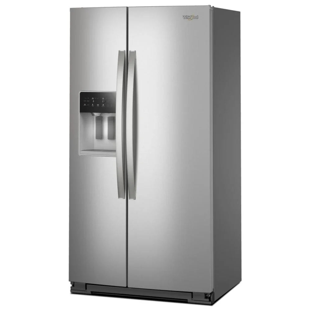 Whirlpool WRSC5536RZ 并排式冰箱，36 英寸宽，台面深度，制冰机（门内），饮水机（外部），21 立方英尺容量，不锈钢色