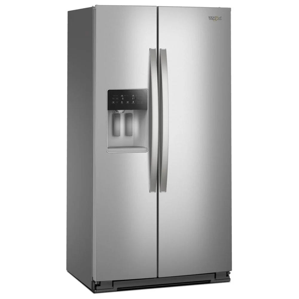 Whirlpool WRSC5536RZ 并排式冰箱，36 英寸宽，台面深度，制冰机（门内），饮水机（外部），21 立方英尺容量，不锈钢色