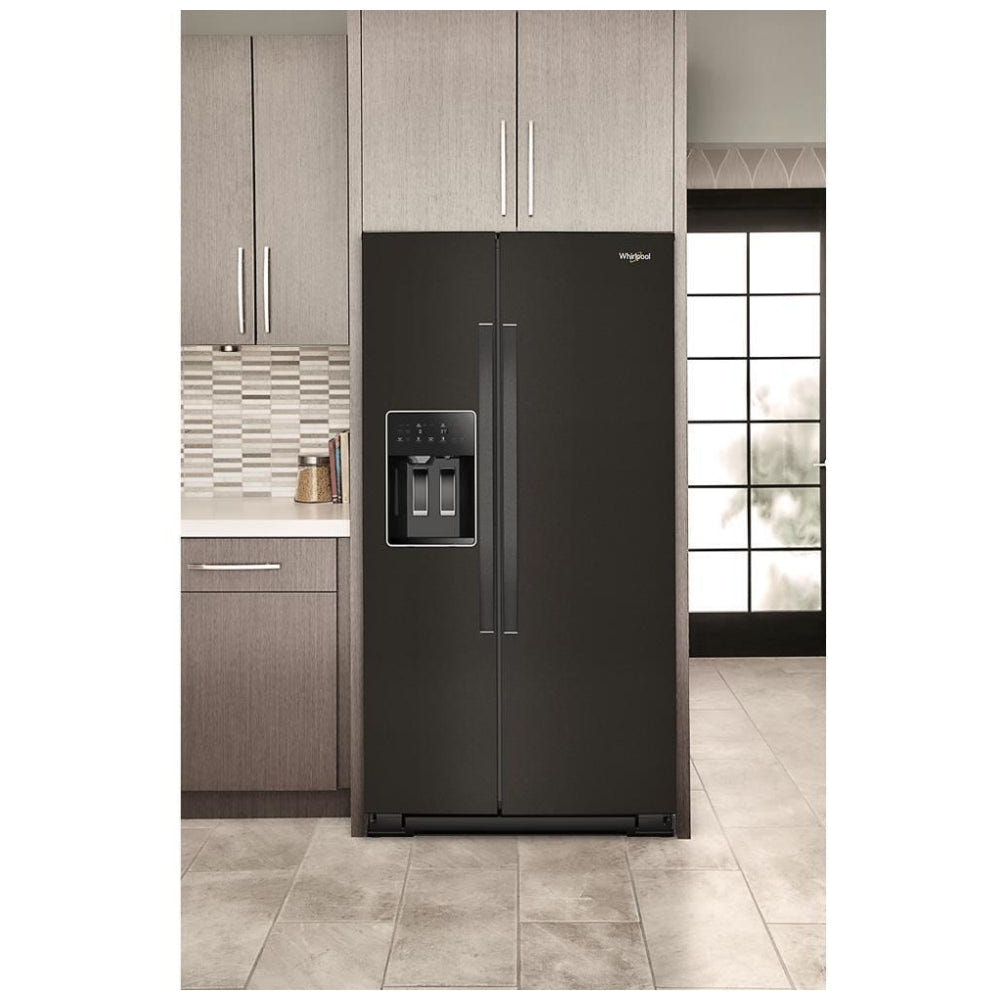 Whirlpool WRSF5536RV Side by Side Refrigerator, 36 inch Width, Ice Dispenser (Thru Door), Water Dispenser (Exterior), 28.49 cu. ft. Capacity, Black Stainless Steel colour