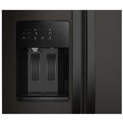 Whirlpool WRSF5536RV 并排式冰箱，36 英寸宽，制冰机（门内），饮水机（外部），28.49 立方英尺容量，黑色不锈钢