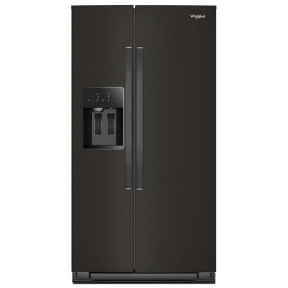 Whirlpool WRSF5536RV 并排式冰箱，36 英寸宽，制冰机（门内），饮水机（外部），28.49 立方英尺容量，黑色不锈钢