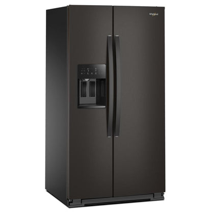 Whirlpool WRSF5536RV 并排式冰箱，36 英寸宽，制冰机（门内），饮水机（外部），28.49 立方英尺容量，黑色不锈钢