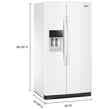 Whirlpool WRSF5536RW Side by Side Refrigerator, 36 inch Width, Ice Dispenser, 28.49 cu. ft. Capacity, White Colour