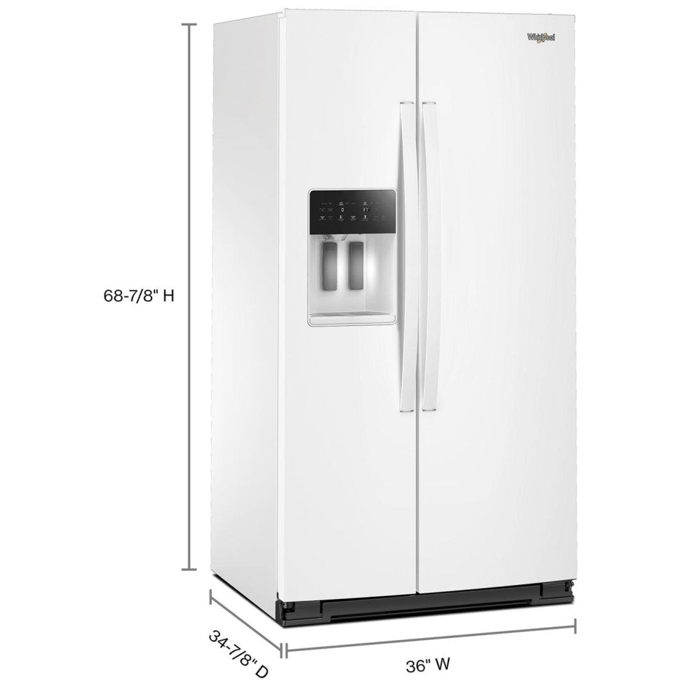 Whirlpool WRSF5536RW Side by Side Refrigerator, 36 inch Width, Ice Dispenser, 28.49 cu. ft. Capacity, White Colour