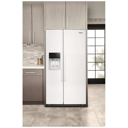 Whirlpool WRSF5536RW 并排式冰箱，36 英寸宽，制冰机（门内），饮水机（外部），28.49 立方英尺容量，白色