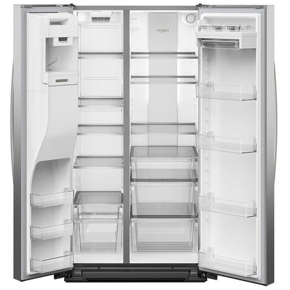 Whirlpool WRSF6536RZ Side by Side Refrigerator, 36 inch Width, Ice Dispenser (Thru Door), Water Dispenser (Exterior), 28.4 cu. ft. Capacity, FingerPrint Resistant Stainless Steel colour