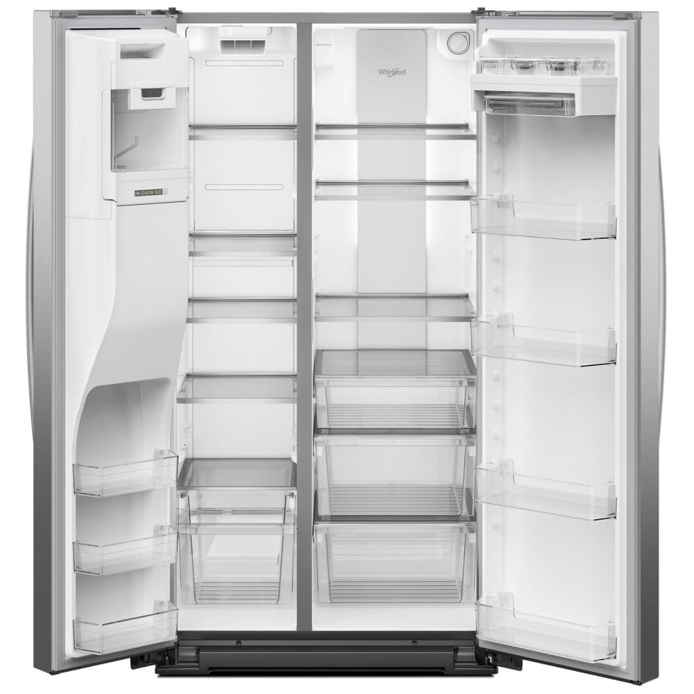 Whirlpool WRSF6536RZ Side by Side Refrigerator, 36 inch Width, Ice Dispenser (Thru Door), Water Dispenser (Exterior), 28.4 cu. ft. Capacity, FingerPrint Resistant Stainless Steel colour
