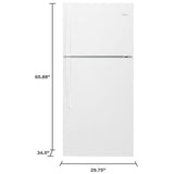 Whirlpool WRT519SZDW Top Freezer Refrigerator, 30 inch Width, 19.2 cu. ft. Capacity, Optional Ice Maker (Special Order), White colour