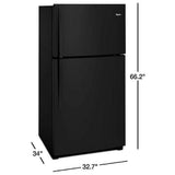 Whirlpool WRT541SZDB Top Freezer Refrigerator, 33 inch Width, 21.3 cu. ft. Capacity, Optional Ice Maker (Special Order), Black colour