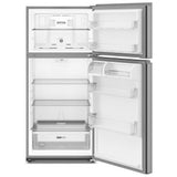 Whirlpool WRTX3314TZ Top Freezer Refrigerator, 28 inch Width, 14 cu. ft. Capacity, Optional Ice Maker (Special Order), ENERGY STAR Certified, Stainless Steel colour, Flexi-Slide™ Bins, FreshSpace™ Crispers