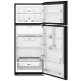 Whirlpool WRTX5118TB Top Freezer Refrigerator, 28 inch Width, 17.6 cu. ft. Capacity, Optional Ice Maker (Special Order), Black colour, Flexi-Slide™ Bins, FreshSpace™ Crispers