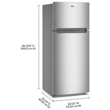 Whirlpool WRTX5118TZ Top Freezer Refrigerator, 28 inch Width, 17.6 cu. ft. Capacity, Optional Ice Maker (Special Order), Fingerprint-Resistant Stainless Finish colour, Flexi-Slide™ Bins, FreshSpace™ Crispers