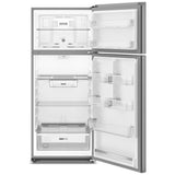 Whirlpool WRTX5118TZ Top Freezer Refrigerator, 28 inch Width, 17.6 cu. ft. Capacity, Optional Ice Maker (Special Order), Fingerprint-Resistant Stainless Finish colour, Flexi-Slide™ Bins, FreshSpace™ Crispers
