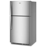 Whirlpool WRTX7421TZ Top Freezer Refrigerator, 33 inch Width, 21.3 cu. ft. Capacity, Optional Ice Maker (Special Order), ENERGY STAR Certified, Stainless Steel colour, Flexi-Slide™ Bins, FreshSpace™ Crispers