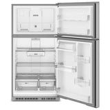 Whirlpool WRTX7421TZ Top Freezer Refrigerator, 33 inch Width, 21.3 cu. ft. Capacity, Optional Ice Maker (Special Order), ENERGY STAR Certified, Stainless Steel colour, Flexi-Slide™ Bins, FreshSpace™ Crispers
