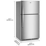 Whirlpool WRTX7421TZ Top Freezer Refrigerator, 33 inch Width, 21.3 cu. ft. Capacity, Optional Ice Maker (Special Order), ENERGY STAR Certified, Stainless Steel colour, Flexi-Slide™ Bins, FreshSpace™ Crispers