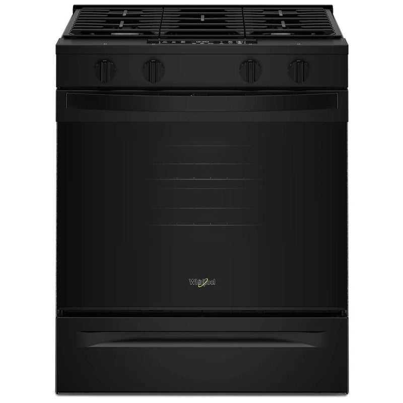 Whirlpool WSGS3330TB Gas Range, 5.0 cu. ft. Capacity, 30 inch Exterior Width, Steam Clean, 4 Burners, Storage Drawer, 18,000 BTU Highest Burner, Black colour, SpeedHeat™ Burner