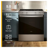 Whirlpool WSGS3330TS Gas Range, 5.0 cu. ft. Capacity, 30 inch Exterior Width, Steam Clean, 4 Burners, Storage Drawer, 18,000 BTU Highest Burner, Stainless Steel colour, SpeedHeat™ Burner