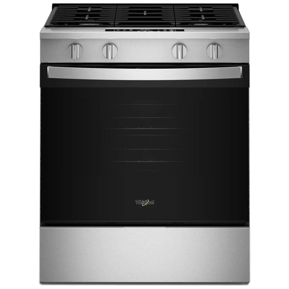 Whirlpool WSGS3330TS Gas Range, 5.0 cu. ft. Capacity, 30 inch Exterior Width, Steam Clean, 4 Burners, Storage Drawer, 18,000 BTU Highest Burner, Stainless Steel colour, SpeedHeat™ Burner