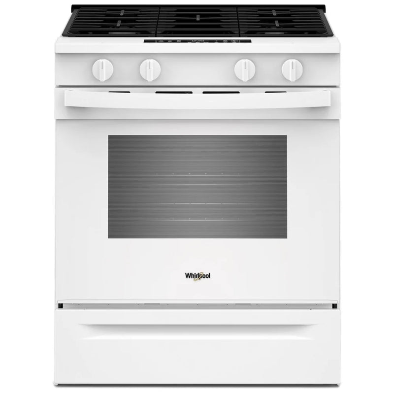 Whirlpool WSGS3330TW Gas Range, 5.0 cu. ft. Capacity, 30 inch Exterior Width, Steam Clean, 4 Burners, Storage Drawer, 18,000 BTU Highest Burner, White colour, SpeedHeat™ Burner