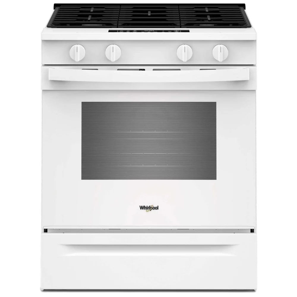 Whirlpool WSGS4530TW Gas Range, 5.0 cu. ft. Capacity, 30 inch Exterior Width, Steam Clean, 4 Burners, Storage Drawer, Air Fry, 18,000 BTU Highest Burner, White colour, SpeedHeat™ Burner