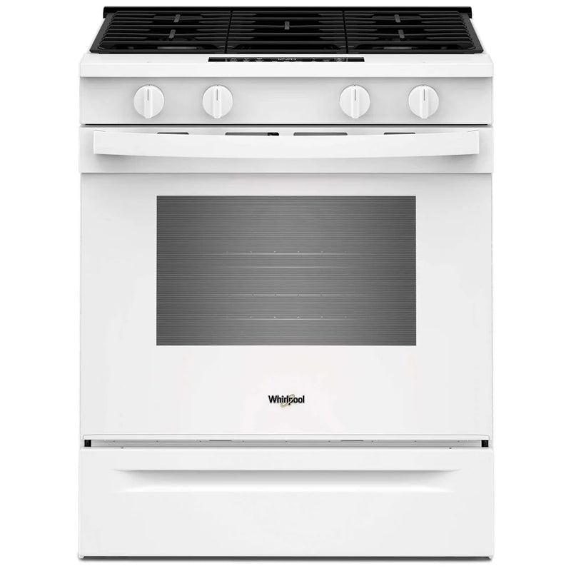Whirlpool WSGS4530TW Gas Range, 5.0 cu. ft. Capacity, 30 inch Exterior Width, Steam Clean, 4 Burners, Storage Drawer, Air Fry, 18,000 BTU Highest Burner, White colour, SpeedHeat™ Burner