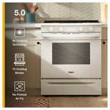 Whirlpool WSGS4530TW Gas Range, 5.0 cu. ft. Capacity, 30 inch Exterior Width, Steam Clean, 4 Burners, Storage Drawer, Air Fry, 18,000 BTU Highest Burner, White colour, SpeedHeat™ Burner