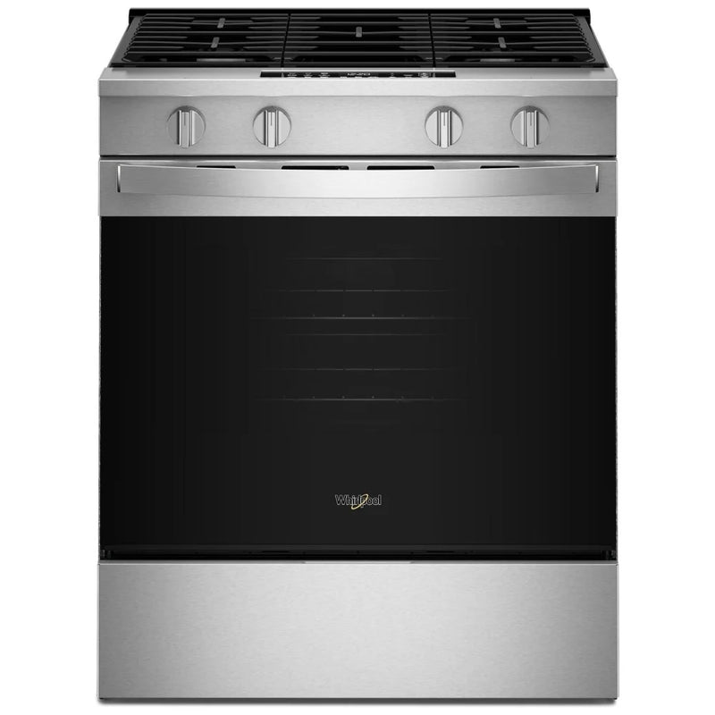 Whirlpool WSGS4530TZ Gas Range, 5.0 cu. ft. Capacity, 30 inch Exterior Width, Steam Clean, 4 Burners, Storage Drawer, Air Fry, 18,000 BTU Highest Burner, FingerPrint Resistant Stainless colour, SpeedHeat™ Burner