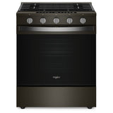 Whirlpool WSGS7530RV Gas Range, 5.3 cu. ft. Capacity, 30 inch Exterior Width, Steam & Self Clean, True Convection, 5 Burners, Storage Drawer, Yes, 18,000 BTU Highest Burner, Black Stainless Steel colour