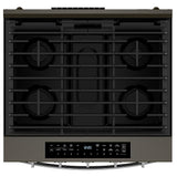 Whirlpool WSGS7530RV Gas Range, 5.3 cu. ft. Capacity, 30 inch Exterior Width, Steam & Self Clean, True Convection, 5 Burners, Storage Drawer, Yes, 18,000 BTU Highest Burner, Black Stainless Steel colour