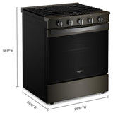 Whirlpool WSGS7530RV Gas Range, 5.3 cu. ft. Capacity, 30 inch Exterior Width, Steam & Self Clean, True Convection, 5 Burners, Storage Drawer, Yes, 18,000 BTU Highest Burner, Black Stainless Steel colour