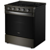 Whirlpool WSGS7530RV Gas Range, 5.3 cu. ft. Capacity, 30 inch Exterior Width, Steam & Self Clean, True Convection, 5 Burners, Storage Drawer, Yes, 18,000 BTU Highest Burner, Black Stainless Steel colour