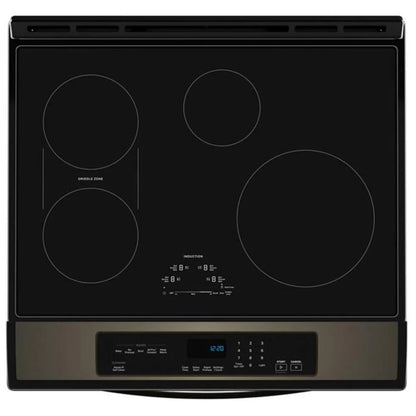 Whirlpool WSIS5030RV Induction Range, 6.4 cu. ft. Capacity, 30 inch Exterior Width, Self Clean, True Convection, 4 Burners, Air Fry, Black Stainless Steel colour