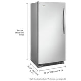 Whirlpool WSZ57L18DM Upright Freezer, 30 inch Width, 17.7 cu. ft. Capacity, Frost Free, Interior Light (Freezer), Stainless Steel colour