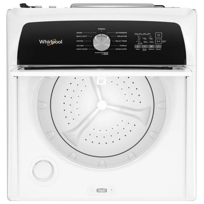 Whirlpool WTW5020SW 顶部装载洗衣机，5.3 立方英尺洗衣机容量，12 种洗涤程序，5 种温度设置，770 RPM 洗衣机旋转速度，白色
