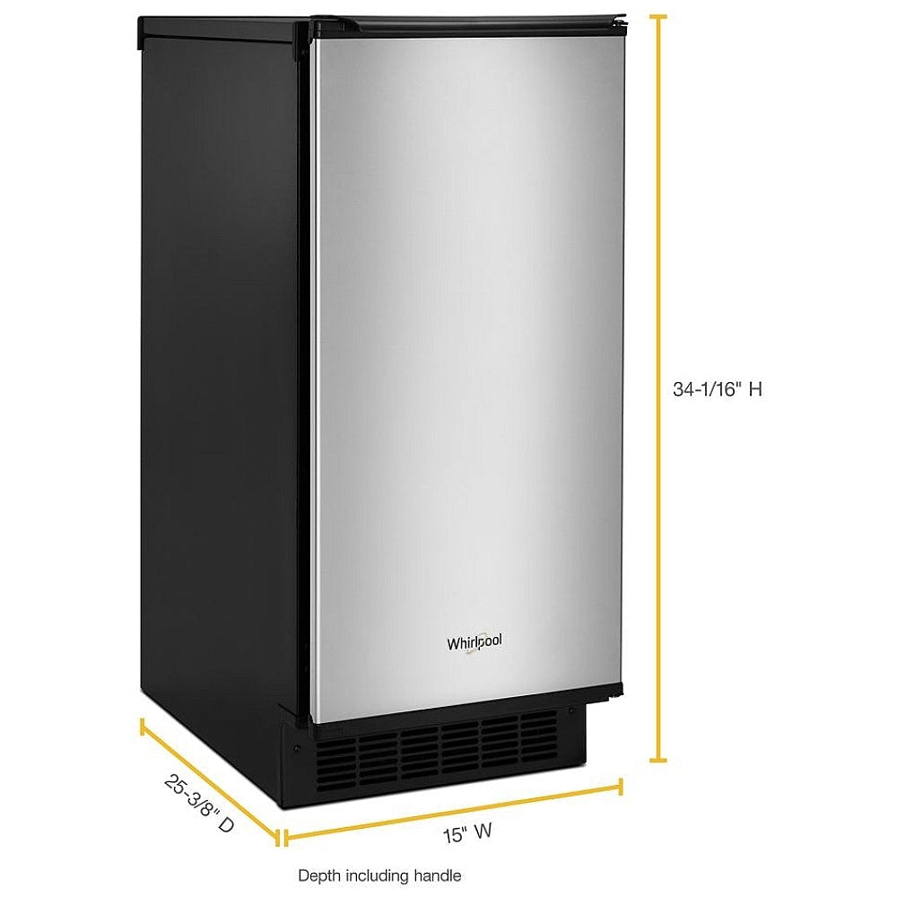 Whirlpool WUI75X15HZ Ice Maker, 15 inch Width, 25 lb. Ice Storage capacity (lbs.), Stainless Steel colour