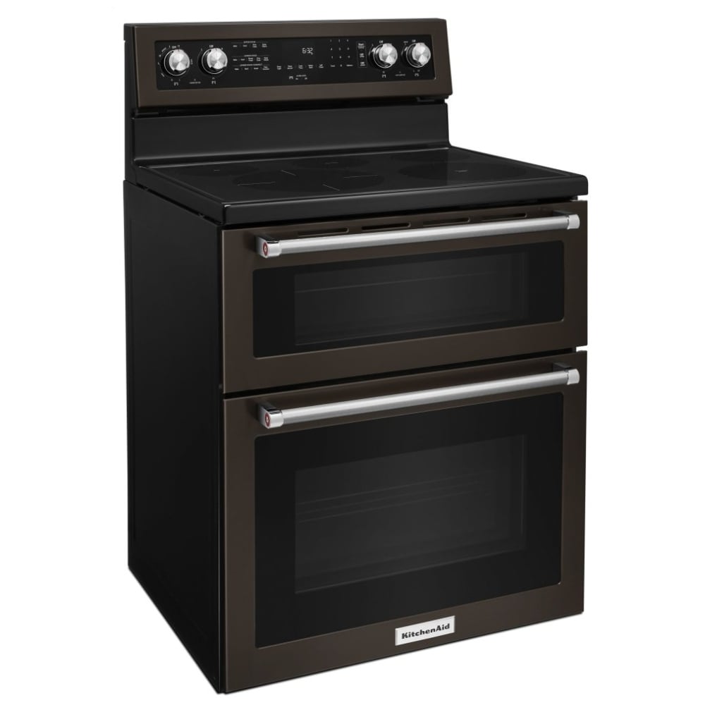 KitchenAid YKFED500EBS Electric Range, 30" Double Oven, Black Stainless Steel