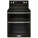 KitchenAid YKFED500EBS Electric Range, 6.7 cu. ft. Capacity, 30 inch Exterior Width, True Convection, 5 Burners, Self Clean, Double Oven, 3,200 W Highest Element, Black Stainless Steel colour