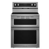 KitchenAid YKFED500EBS Electric Range, 6.7 cu. ft. Capacity, 30 inch Exterior Width, True Convection, 5 Burners, Self Clean, Double Oven, 3,200 W Highest Element, Black Stainless Steel colour