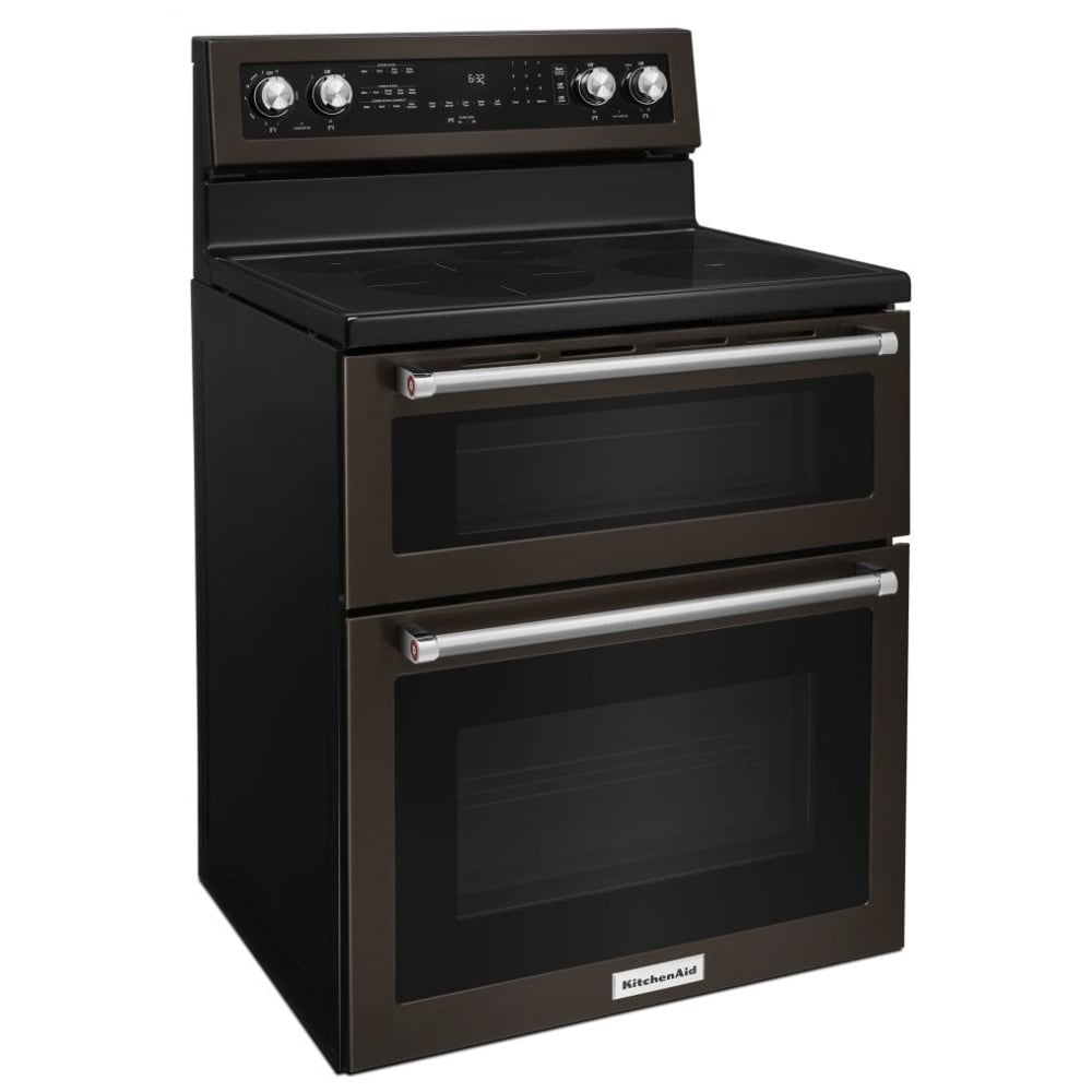 KitchenAid YKFED500EBS Electric Range, 30" Double Oven, Black Stainless Steel