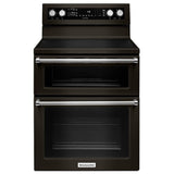 KitchenAid YKFED500EBS Electric Range, 6.7 cu. ft. Capacity, 30 inch Exterior Width, True Convection, 5 Burners, Self Clean, Double Oven, 3,200 W Highest Element, Black Stainless Steel colour