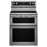 KitchenAid YKFED500ESS Electric Range, 6.7 cu. ft. Capacity, 30 inch Exterior Width, True Convection, 5 Burners, Self Clean, Double Oven, 3,200 W Highest Element, Stainless Steel colour